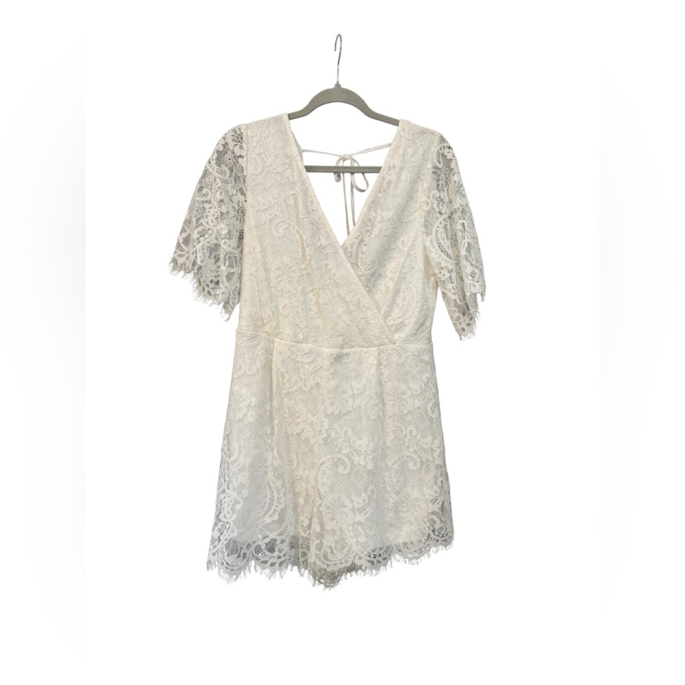 Trixxi Lace Romper XL White Lace / Lined Short Sleeve